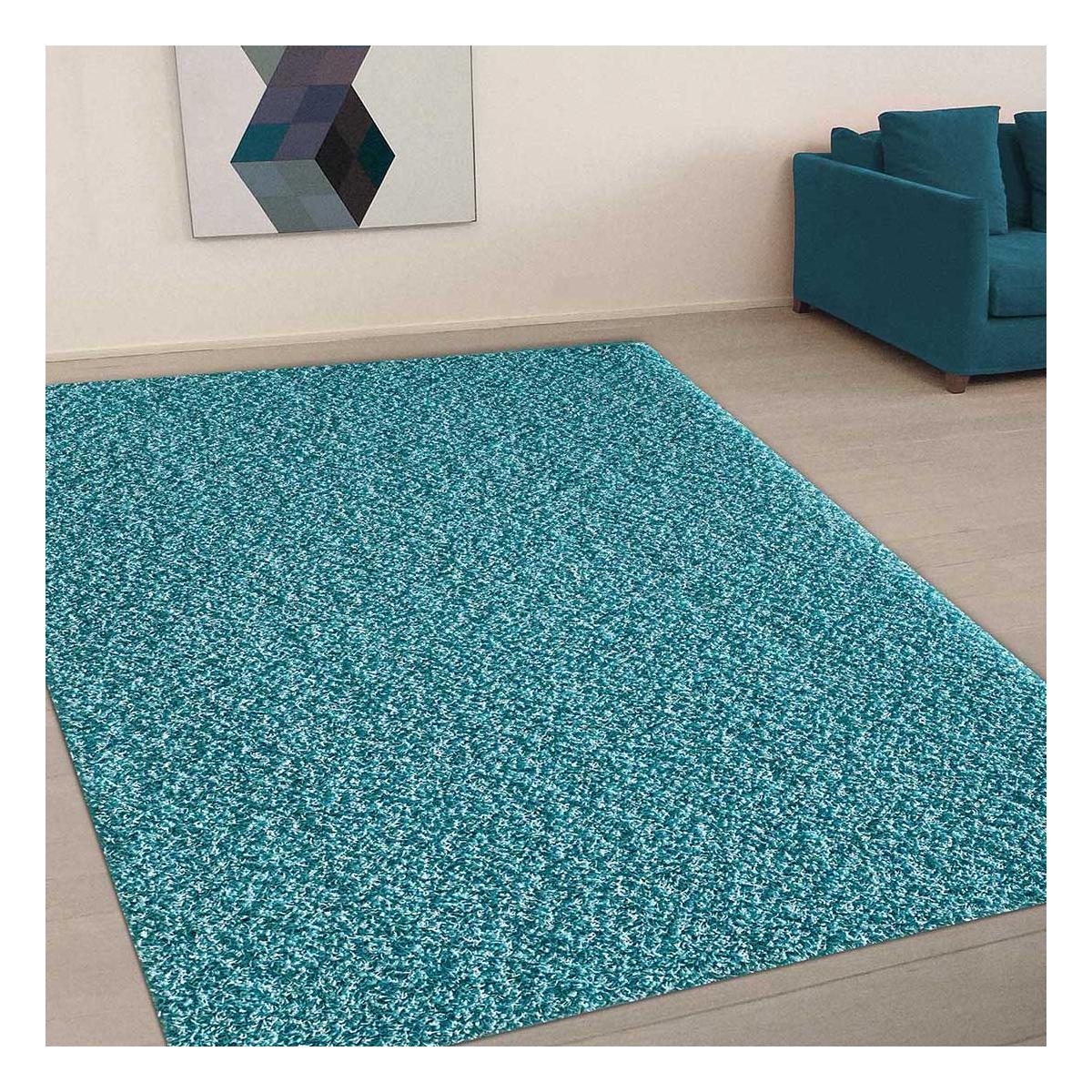 Tapis salon 160x230 FALDO Bleu OEKO TEX idéal pour le salon - Bleu