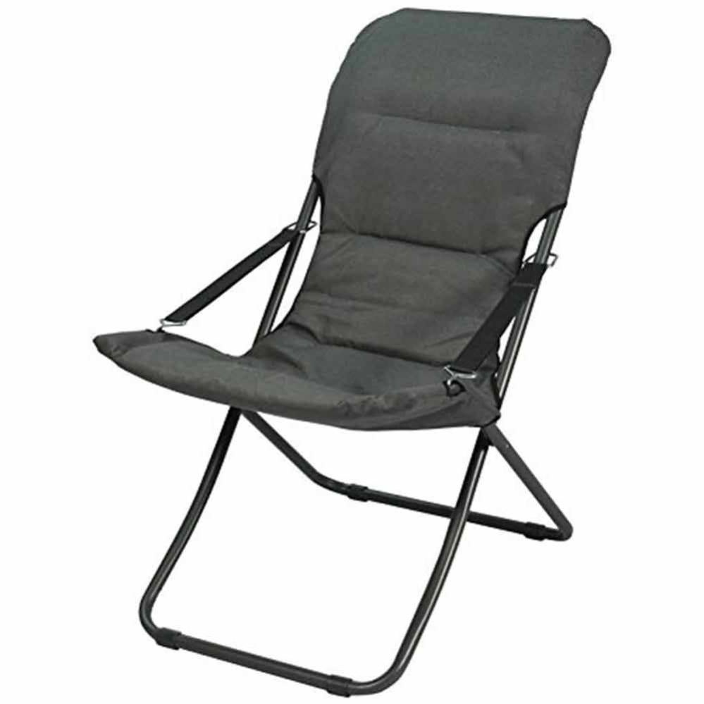 Set 2 Poltrone Sdraio Imbottite Per Esterno - Grigio Scuro, Schienale Regolabile, Lega Acciaio - Foto 5