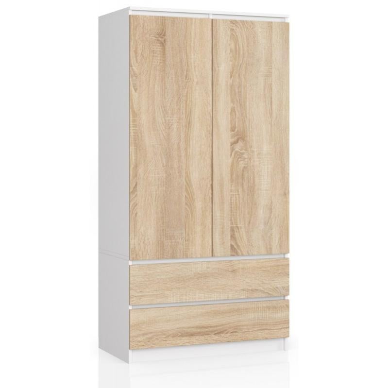 BIANCA Armoire avec 2 tiroirs 180x90x51cm Meuble de rangement