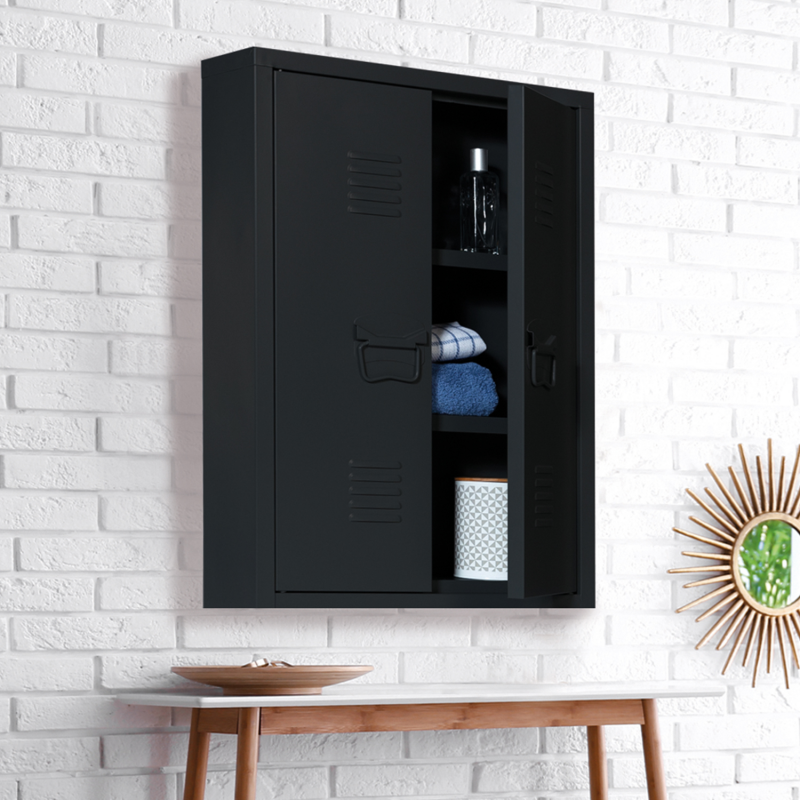 Armoire murale double ESTEL en métal noir Leroy Merlin