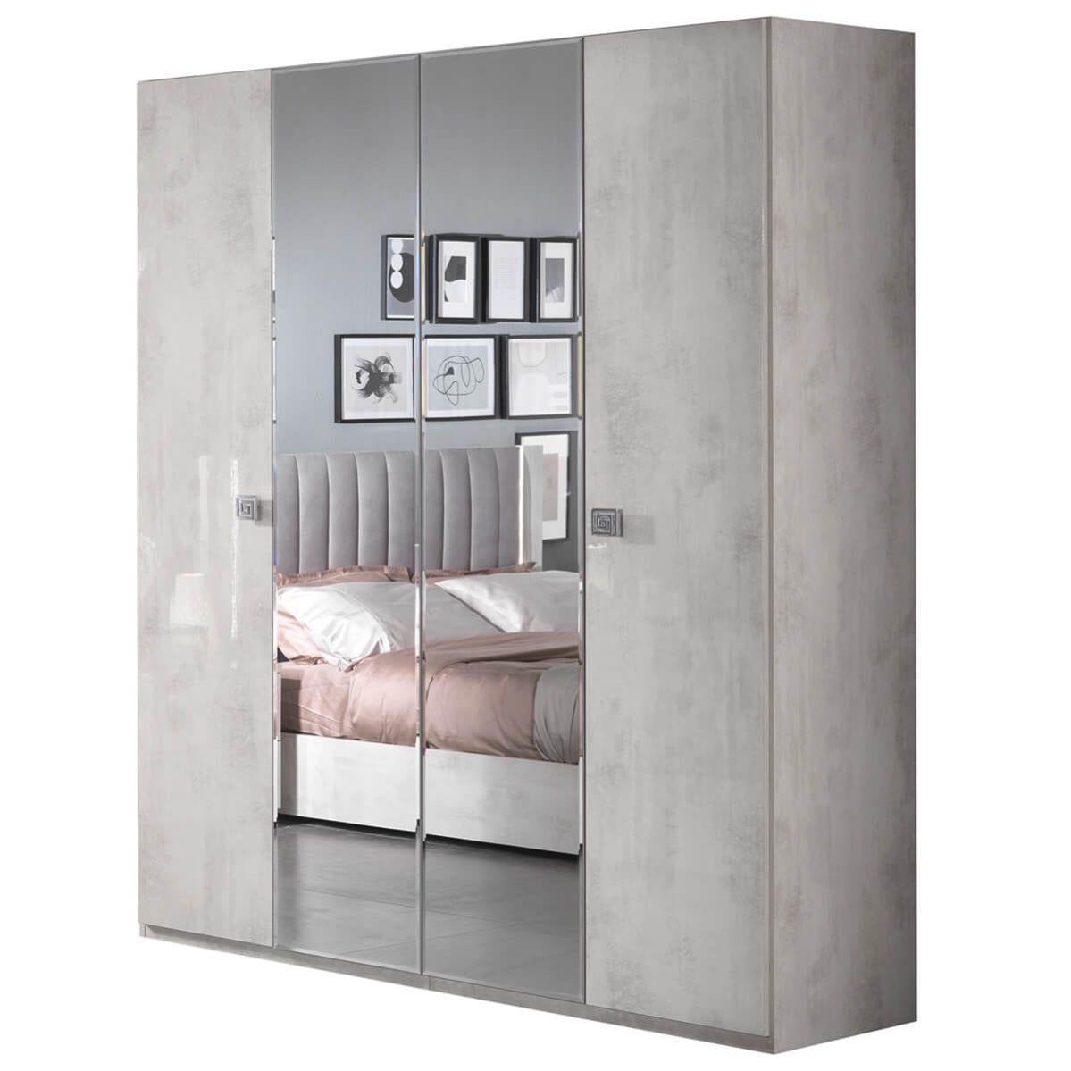 TERESA Armoire 4 Portes Aspect Béton Ciré Leroy Merlin