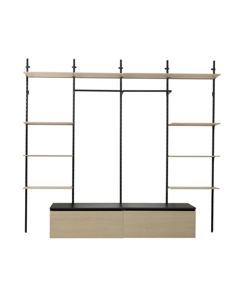 Dressing ouvert modulable en bois et métal Noir Leroy Merlin