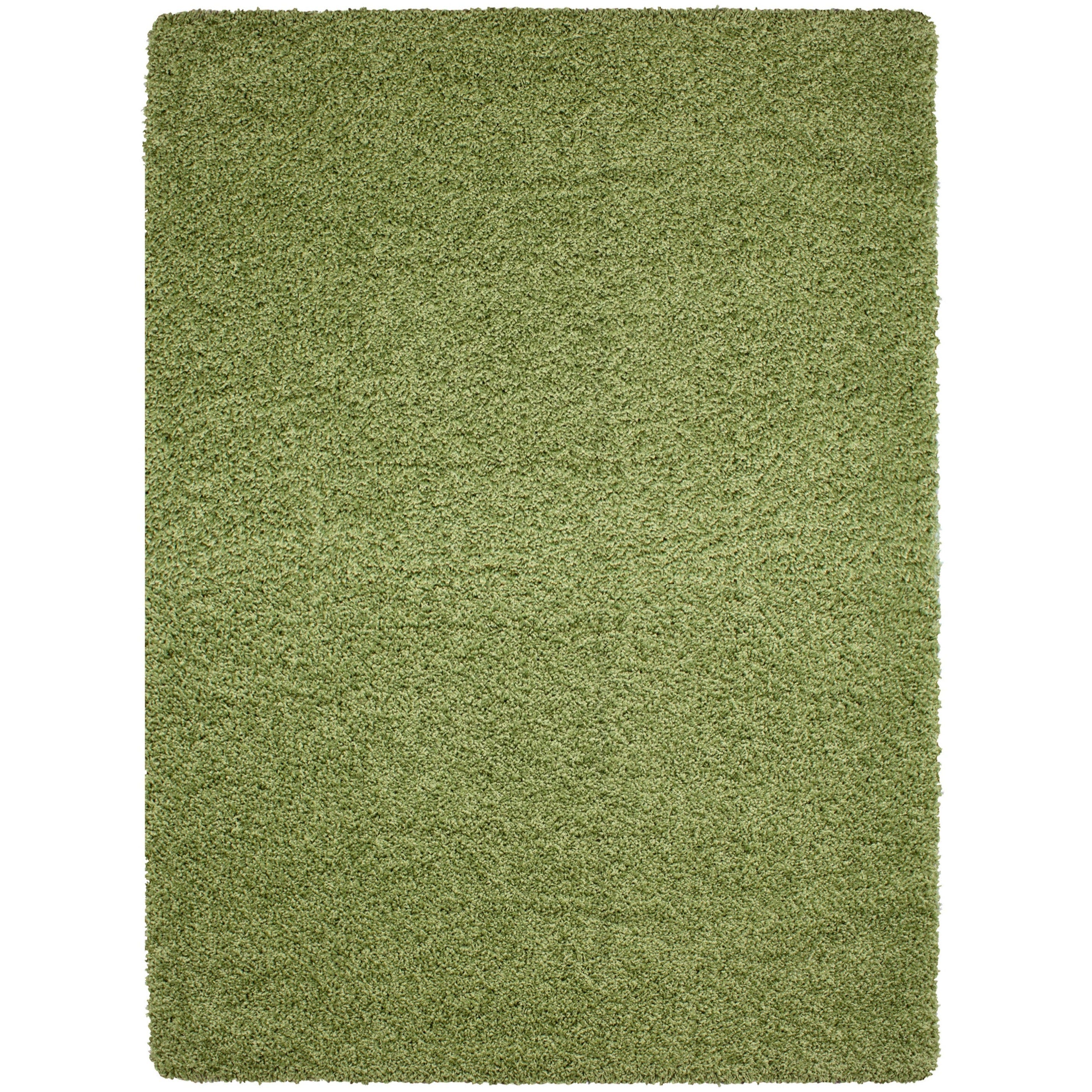 Tapis carré à poils longs shaggy Trend uni - vert olive 200x200 cm