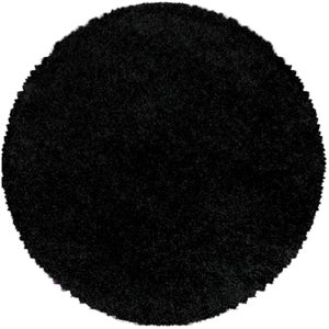 Tapis rond noir pour chambre à coucher, tapis rond moelleux de 4