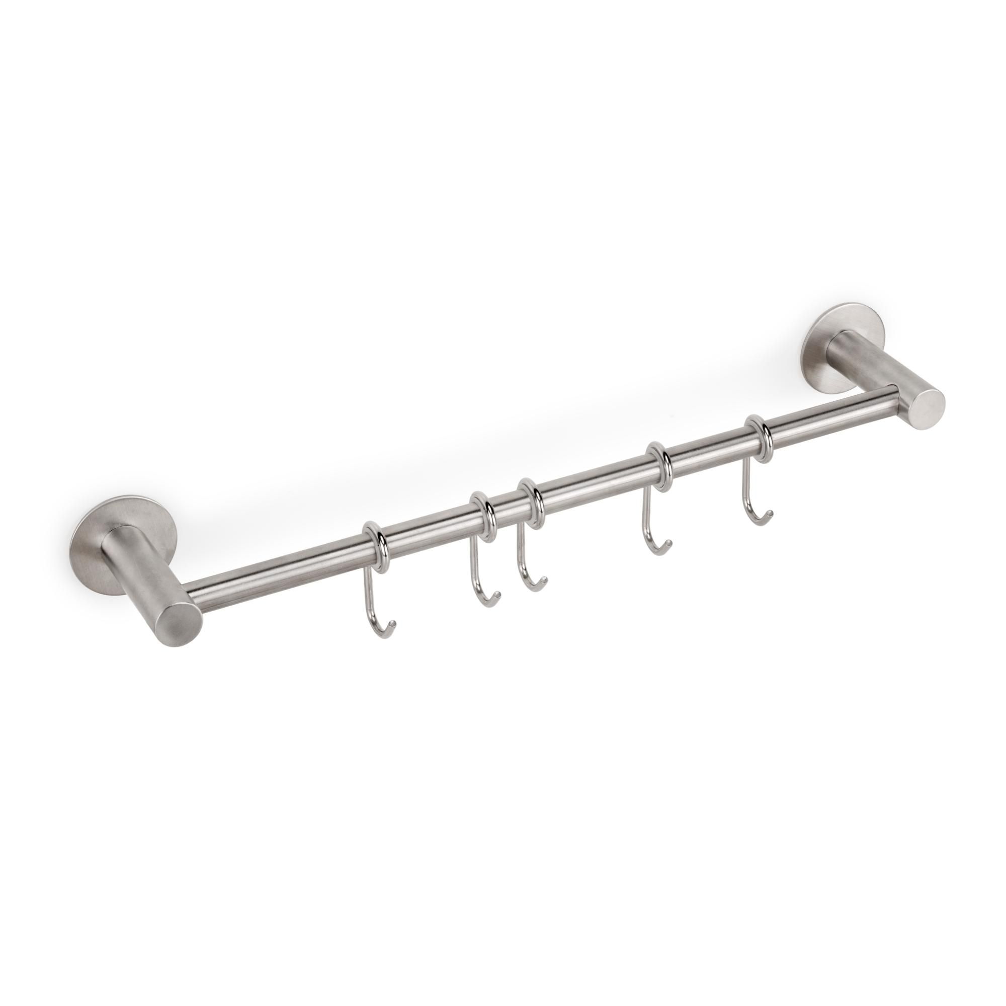 Emuca Colgador adhesivo de cocina con 5 ganchos Supra Acero