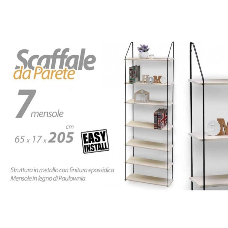 Scaffale Parete 7 Ripiani Scandinavo 160x65cm - Libreria Moderna Per Soggiorno, Cucina - Foto 10