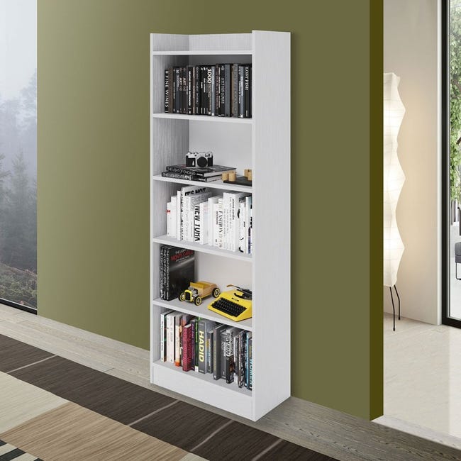 Librería estantería, 60x186x25cm, Blanco y negro