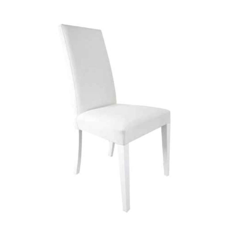 Sedia in legno in tinta rivestita in ecopelle bianca 47x47xh.101 cm | Leroy  Merlin