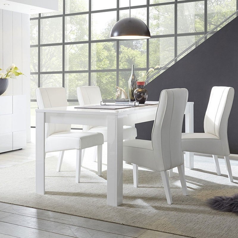 MESA COMEDOR EXTENSIBLE 90X50-237 CM BLANCO BRILLO