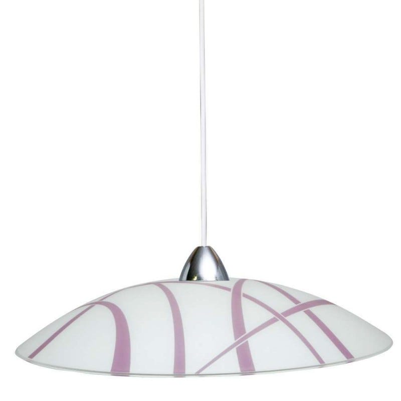 Lampadario sospensione in vetro bianco viola cucina camera cm 50