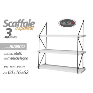 Scaffale Bacheca Libreria Mensole in Legno Bianco Multiuso a Parete 4