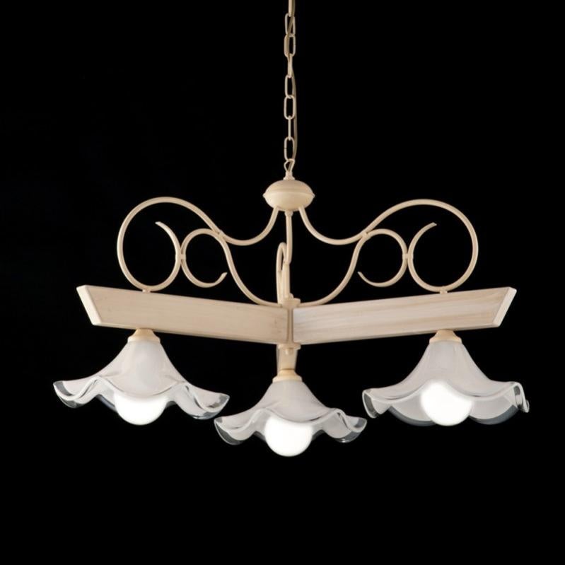 Bilanciere Rustico 2Luci Ferro Battuto Avorio E Oro Vetro Ambra Serie Faraone Bl225 2 Av