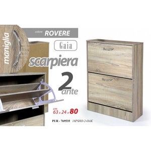 Il numero 1 del risparmio-GAIA SCARPIERA 2 ANTE A RIBALTA IN LEGNO 63 X 24  X 80 CM COLORE BIANCO