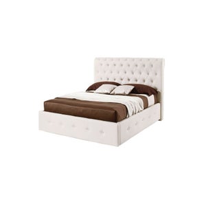 Letto contenitore matrimoniale Grimali 140x190cm Similpelle Bianco