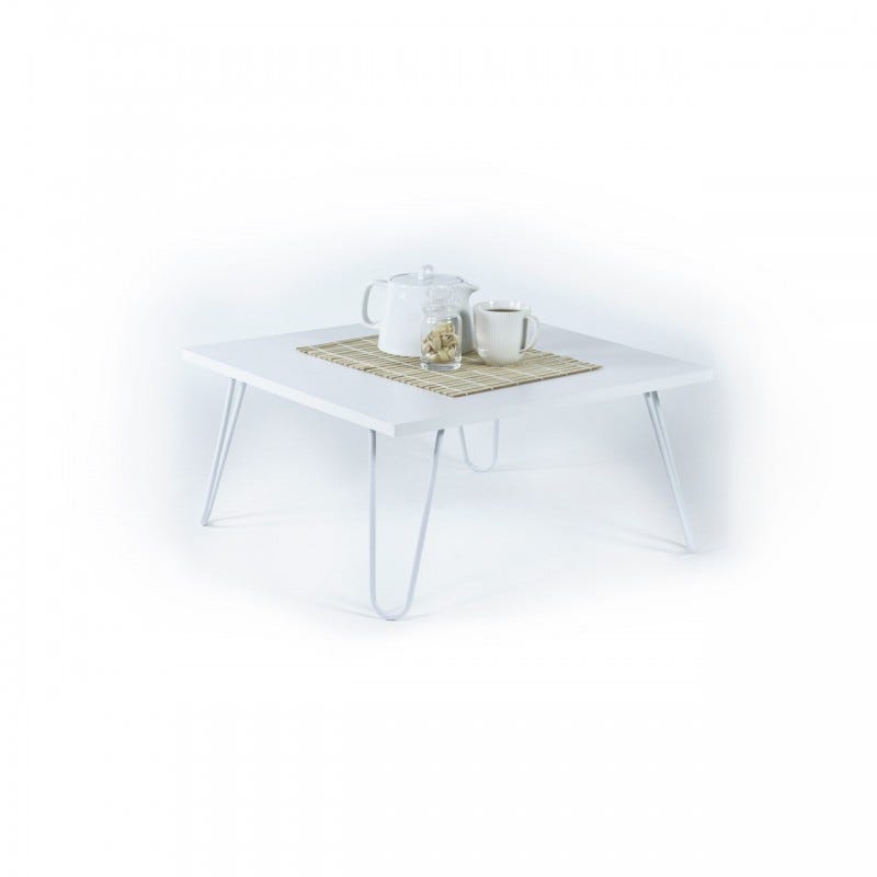Tavolino per colazione letto bianco Con gambe pieghevoli cm 60 x 60 x 29 h