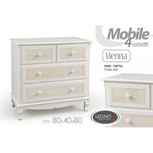 Mobile cassettiera stretta shabby legno 4 cassetti cm 26 x 32 x 80 h