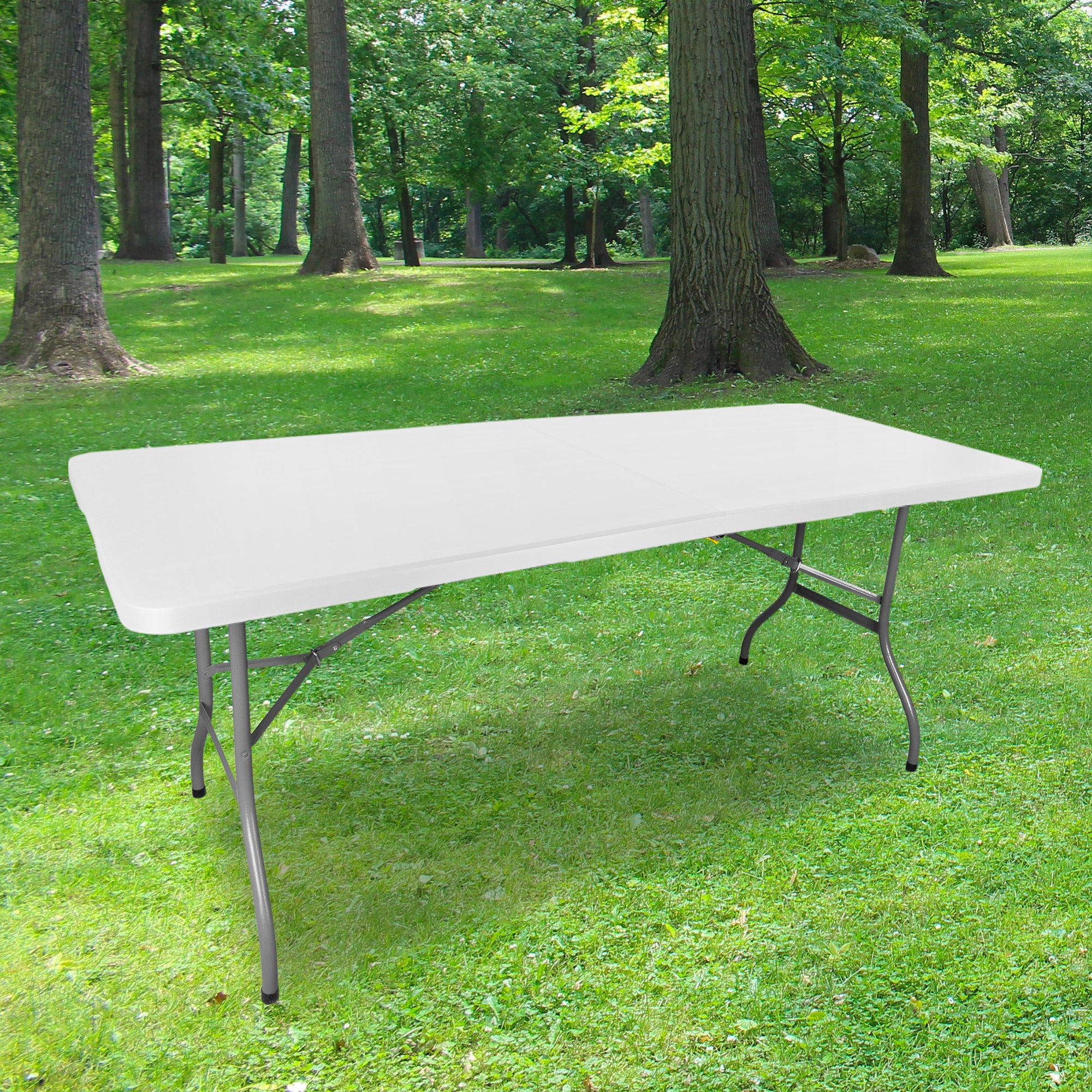 Table de Jardin Pliante 180 x 74 cm Blanche 8 personnes SKYLANTERN