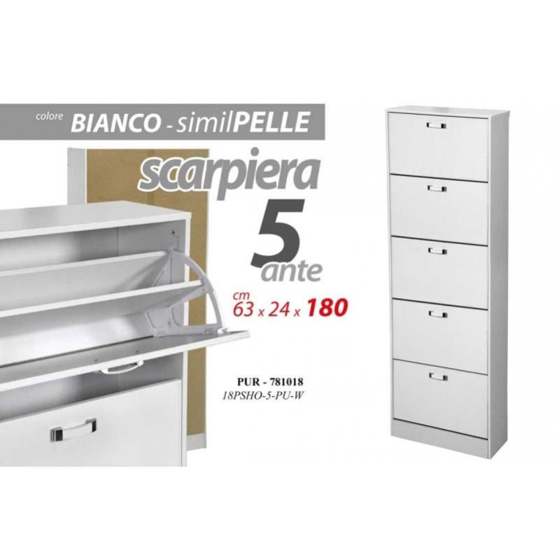Scarpiera Doppia Salvaspazio Olmo 5 Ante Doppia Profondità L 50 X H 182 X P 25 Cm 20 Paia Bianco E Beige 82675180