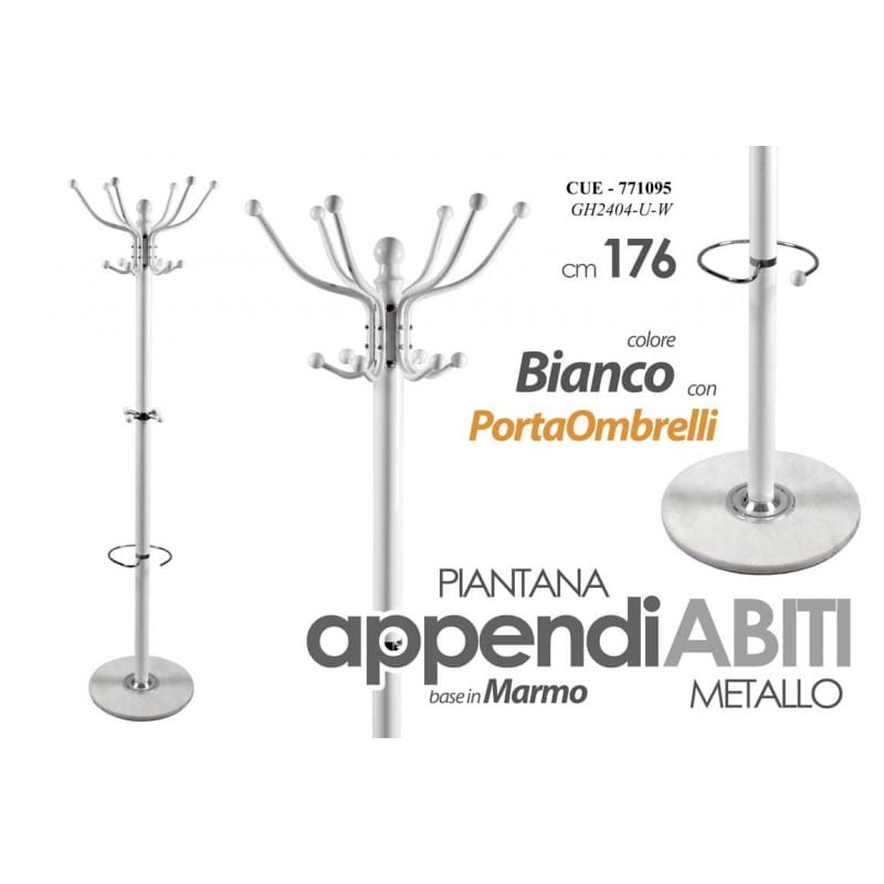 Il numero 1 del risparmio-APPENDIABITI DA TERRA CON PORTAOMBRELLI 13 GANCI  METALLO E BAMBÙ LEGNO E BIANCO