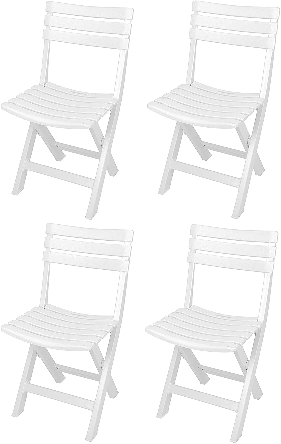 Set 4pz- Sedia pieghevole in plastica uso interno esterno, bianca,Tomaino