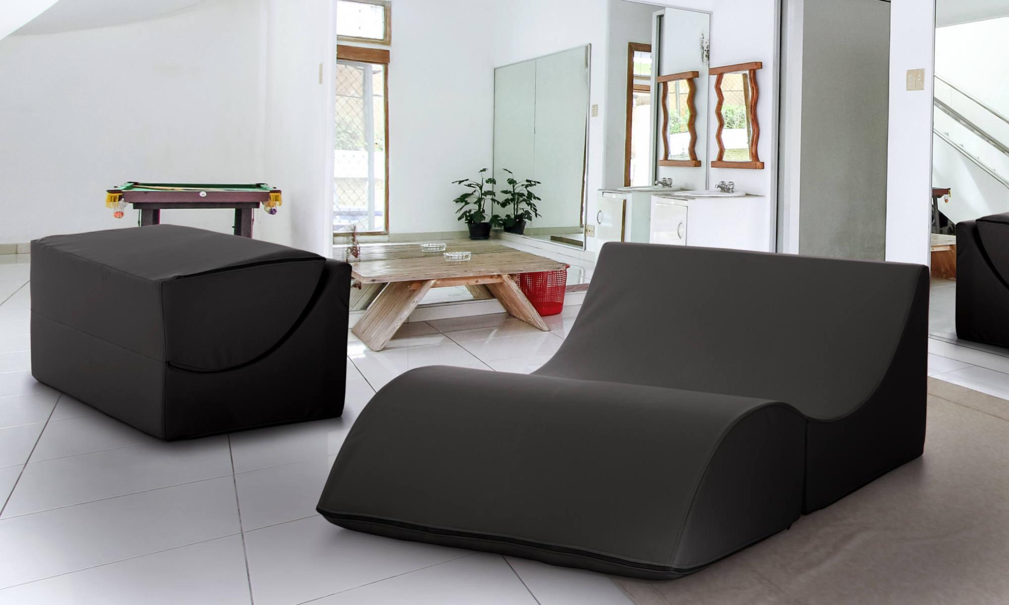 Pouf Letto Pieghevole Double Jive Per Esterno - Impermeabile 75x180cm - Made In Italy - Tortora