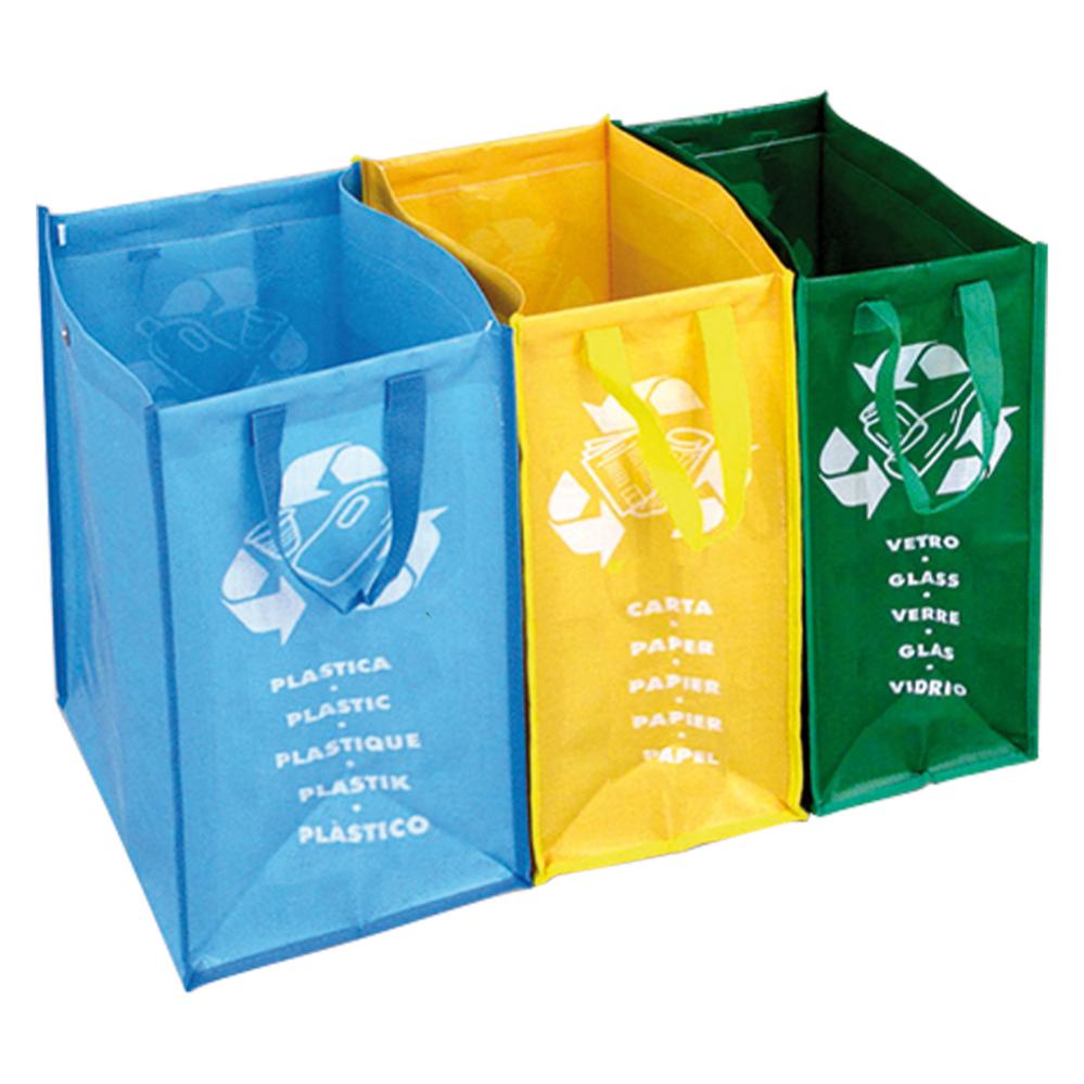 Set di 3 borse per la raccolta differenziata di carta/cartone Kleeneze KL068132EU7 plastica/metallo e vetro 