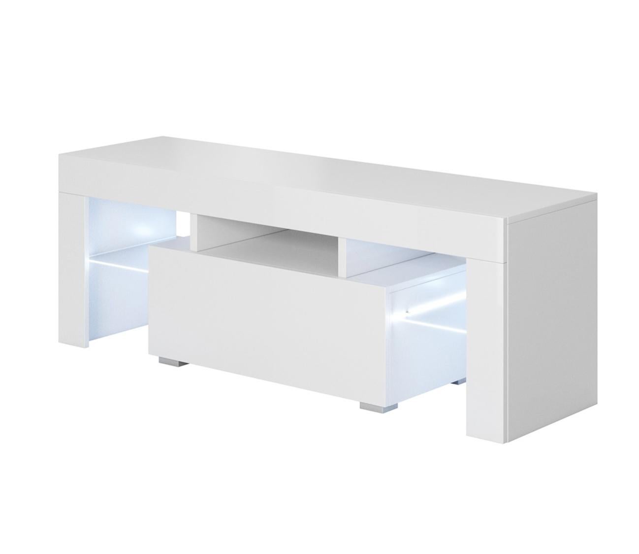 Mobile Da Soggiorno Berit Modello 5 A - Bianco Finitura Lucida Laccata Led 140cm Berit 5a 85457983