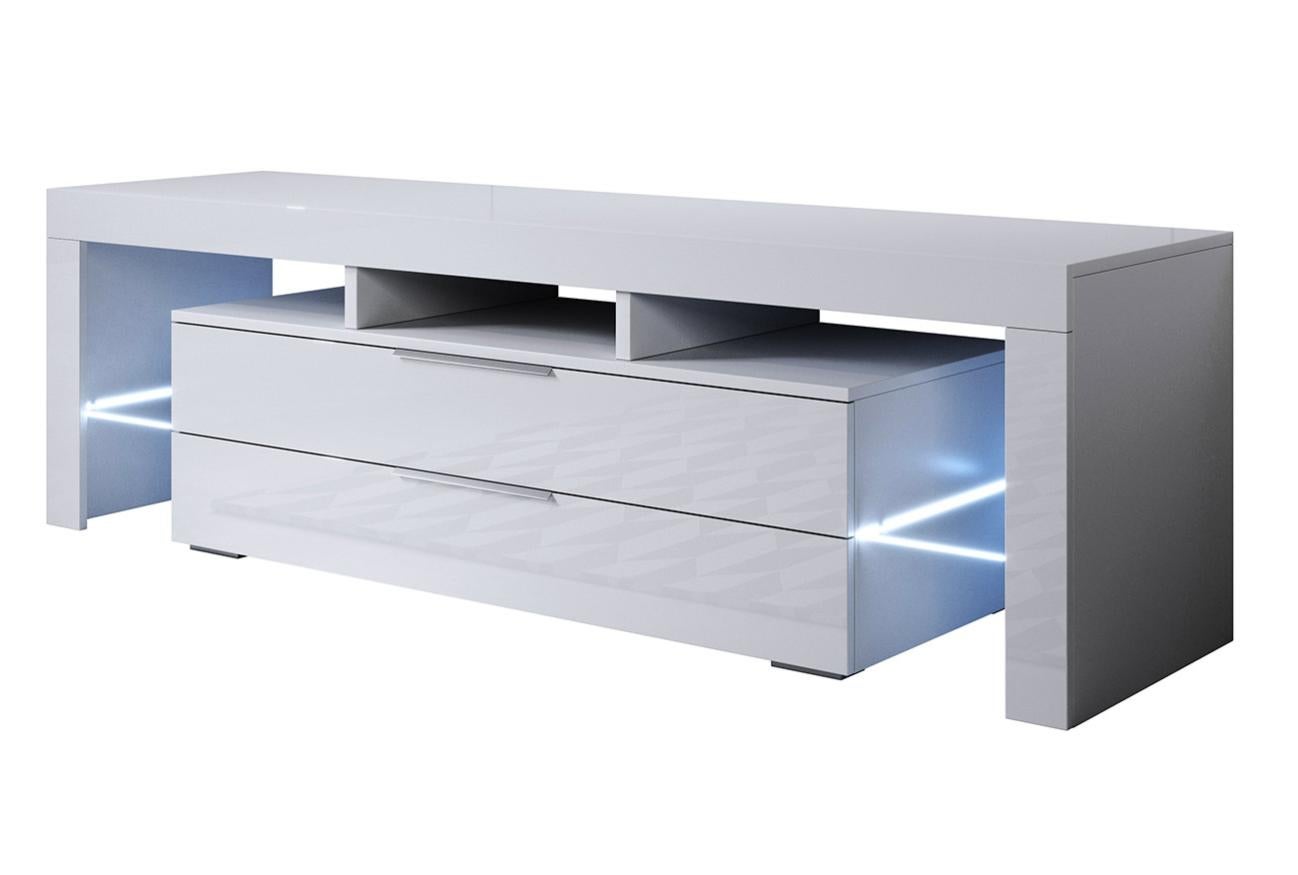 Mobile Da Soggiorno Berit Modello 5 A - Bianco Finitura Lucida Laccata Led 140cm Berit 5a 85457983