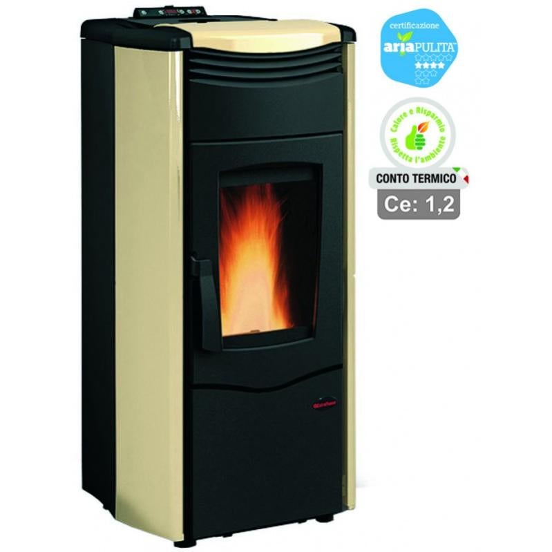 Stufa a pellet melinda idro steel 2.0 14,2 kw pergamena(conto termico