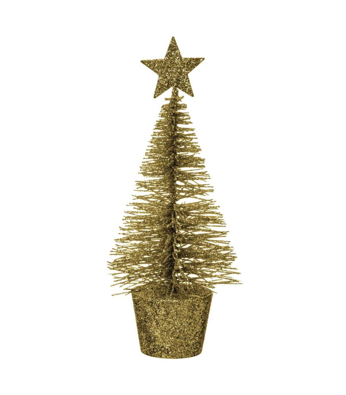 deco de noel sapin de table artificiel en metal coloris or paillete avec son pot h 14 cm leroy merlin