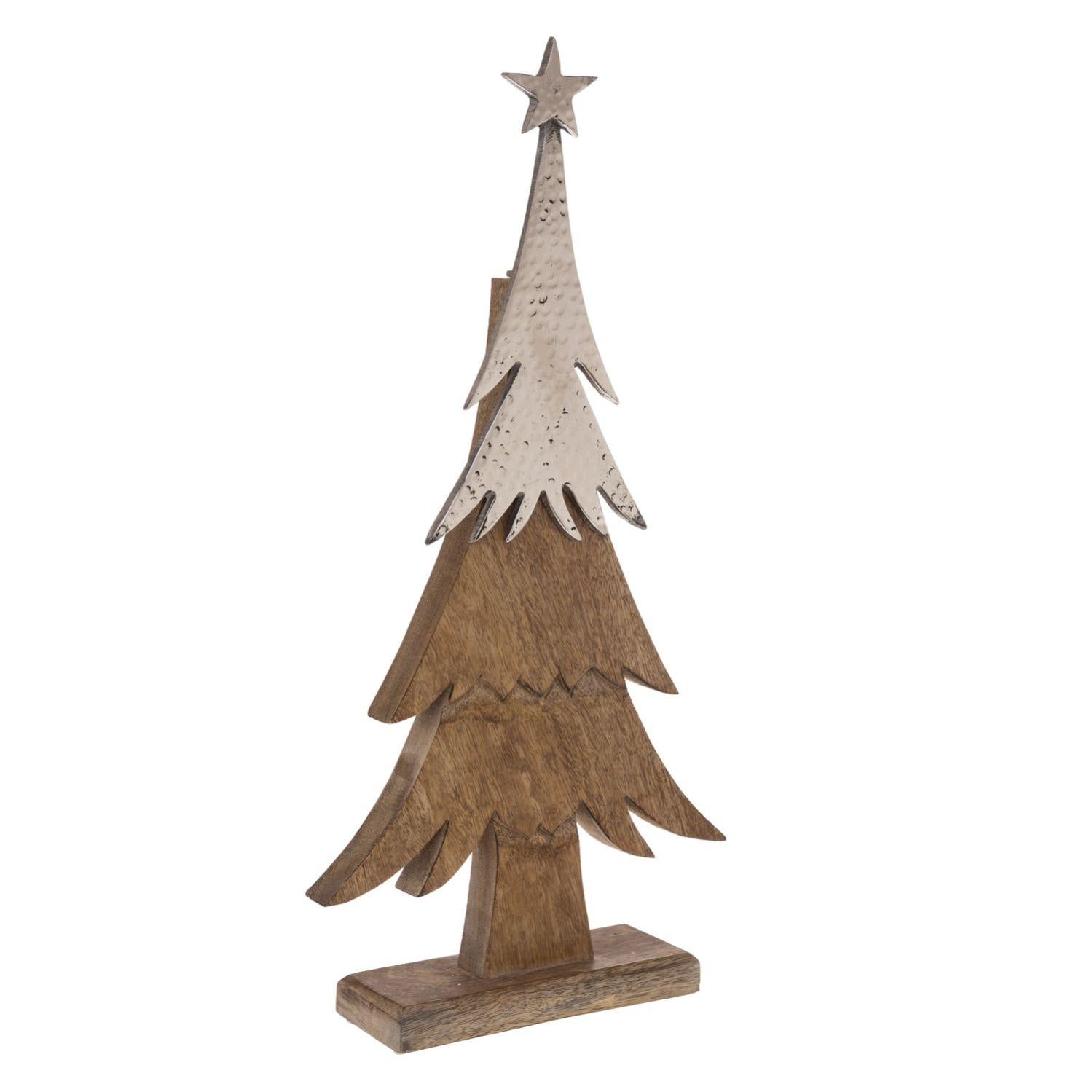 decoration de noel a poser en bois sapin terre sauvage marron leroy merlin