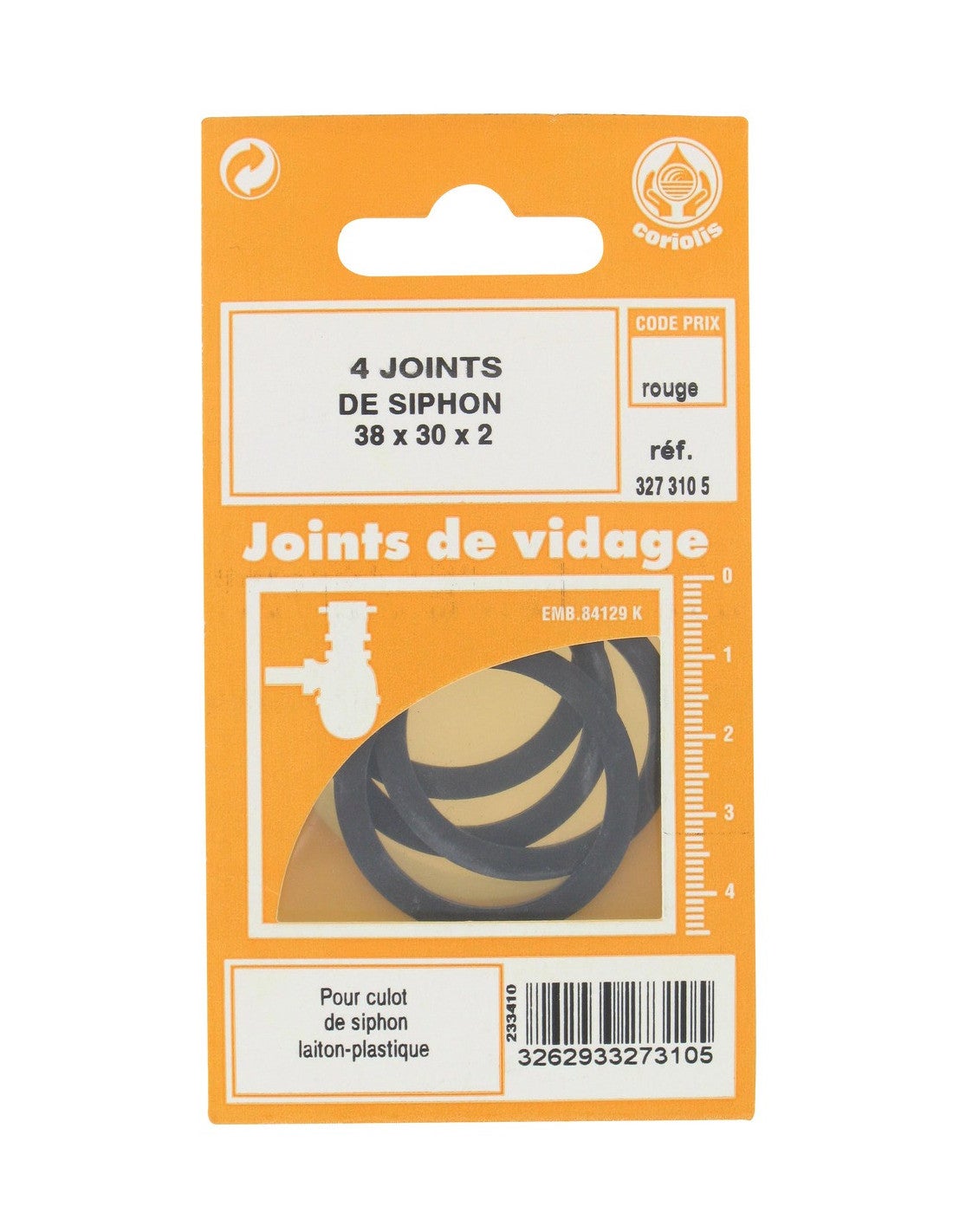 GRIPP - Joint de siphon 30/38/2 sachet de 2 298166