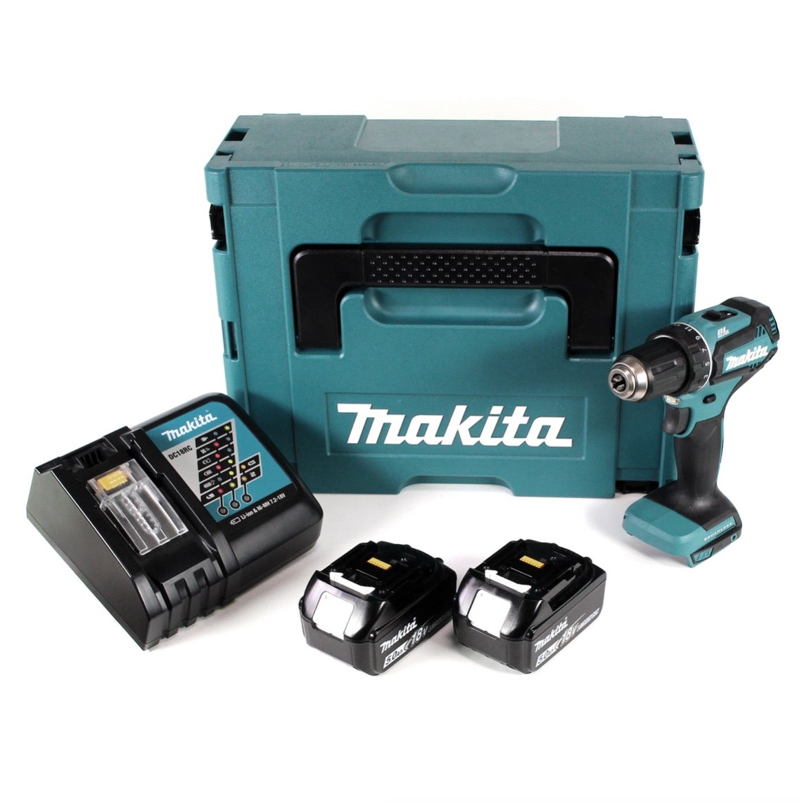 Perceuse sans fil Makita 18V DDF481RTJ 2x batteries 5,0 Ah + chargeur dans  le MAKPAC - MAKITA - SPARNATOOLS