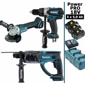 Makita DGA506ZJX1 Meuleuse d'angle 125mm BL LXT 18V + coffret Makpac + 5  disques à tronçonner B-45733, Bleu