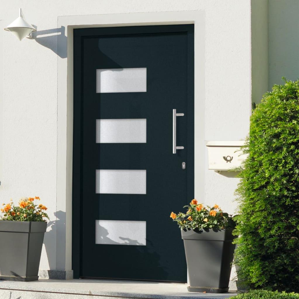 Porte D Entree Aluminium Et Pvc Anthracite 110x210 Cm Vidaxl Leroy Merlin