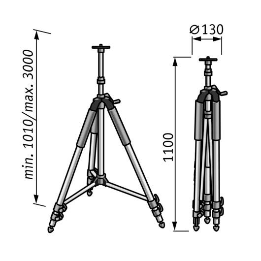 Trépied de laser rotatif Edia 117/300 à crémaillère - fixation 5/8 - max  300 cm