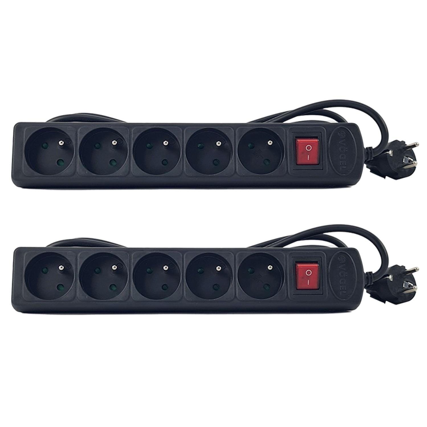 Multiprises Rackables Lot de 2 multiprises polyvalente 5 Prises - câble 1,5 m - avec ...