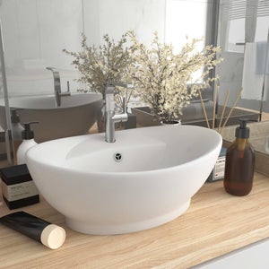 Lavabo da appoggio in solid surface PB2013-80 x 40 x 14,5 cm - bianco opaco  : : Fai da te