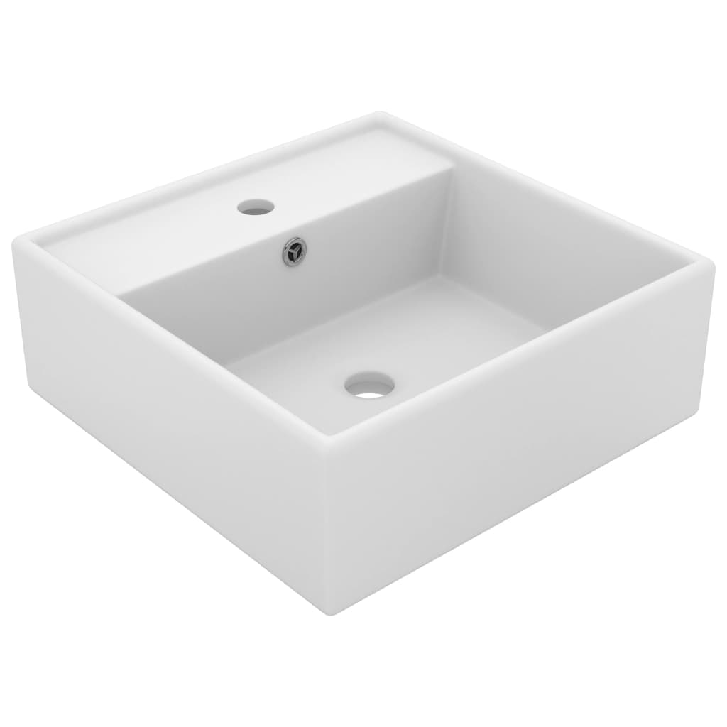 Lavabo cuadrado rebosadero cerámica azul oscuro mate 41x41cm