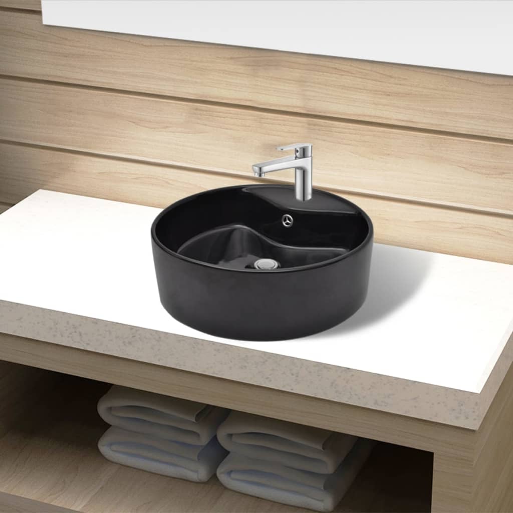 VOTON Grifo de baño negro de un solo orificio para lavabo de baño, grifo de  tocador moderno, un agujero de 3 agujeros con placa de cubierta, grifo de