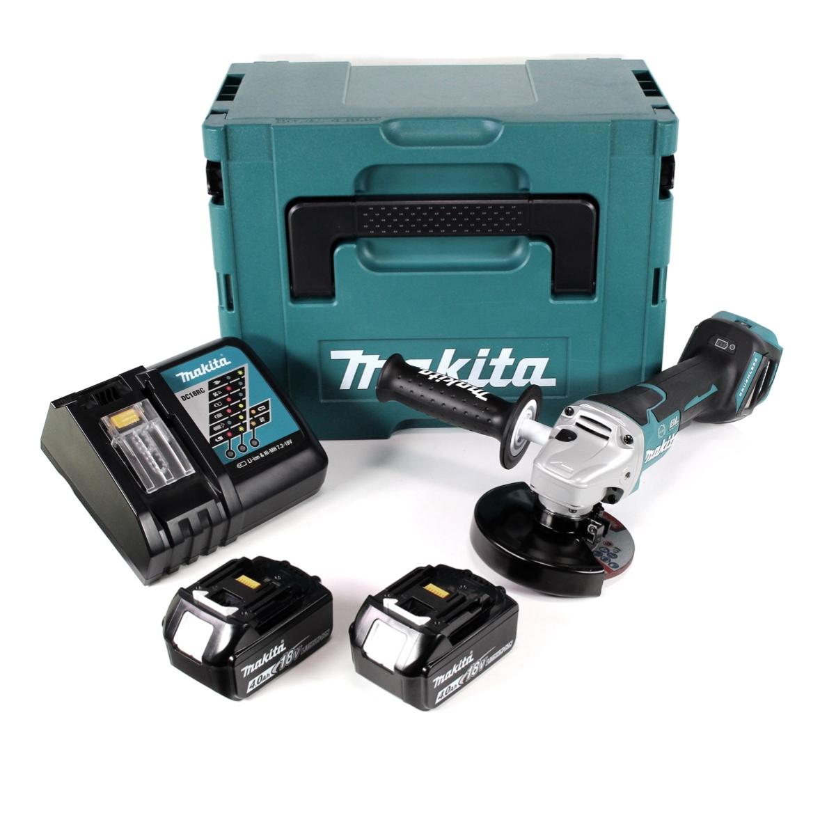 Meuleuse D'Angle Sans Fil 18V Makita - 125mm Avec 2 Batteries & Chargeur - 13000 RPM Puissante Pour Coupe, Meulage Et Anti-Rouille