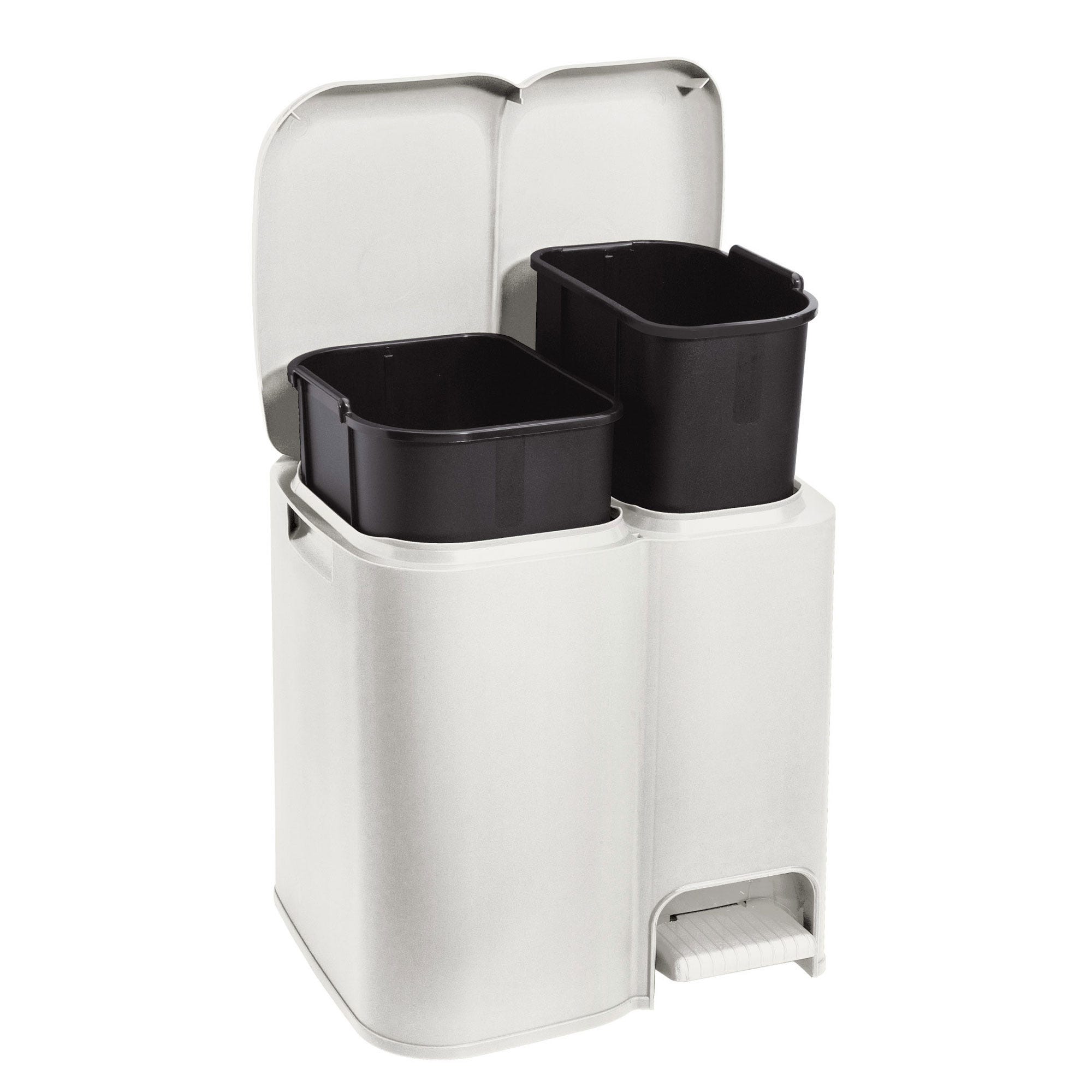 Cubo de basura doble de 2 compartimentos de 10 L cada uno en color plata  Songmics LTB40NL