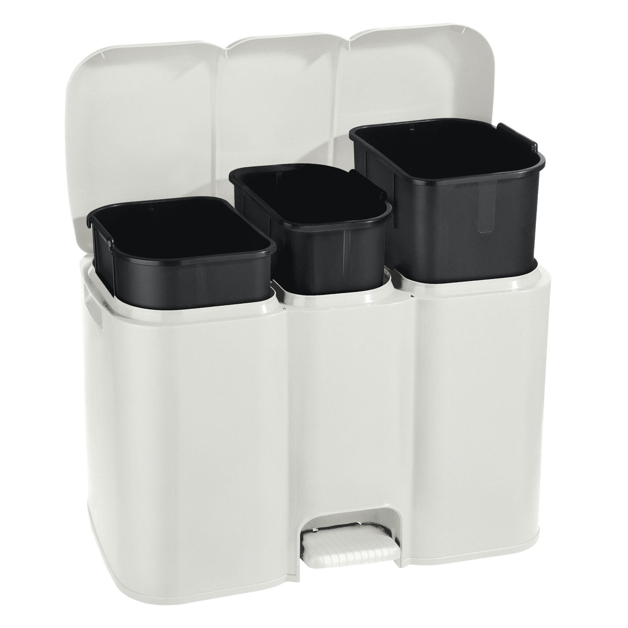 Cubo de basura personalizado con 3 compartimentos, papelera de reciclaje de  acero, clasificación, extraíble, 3 ranuras