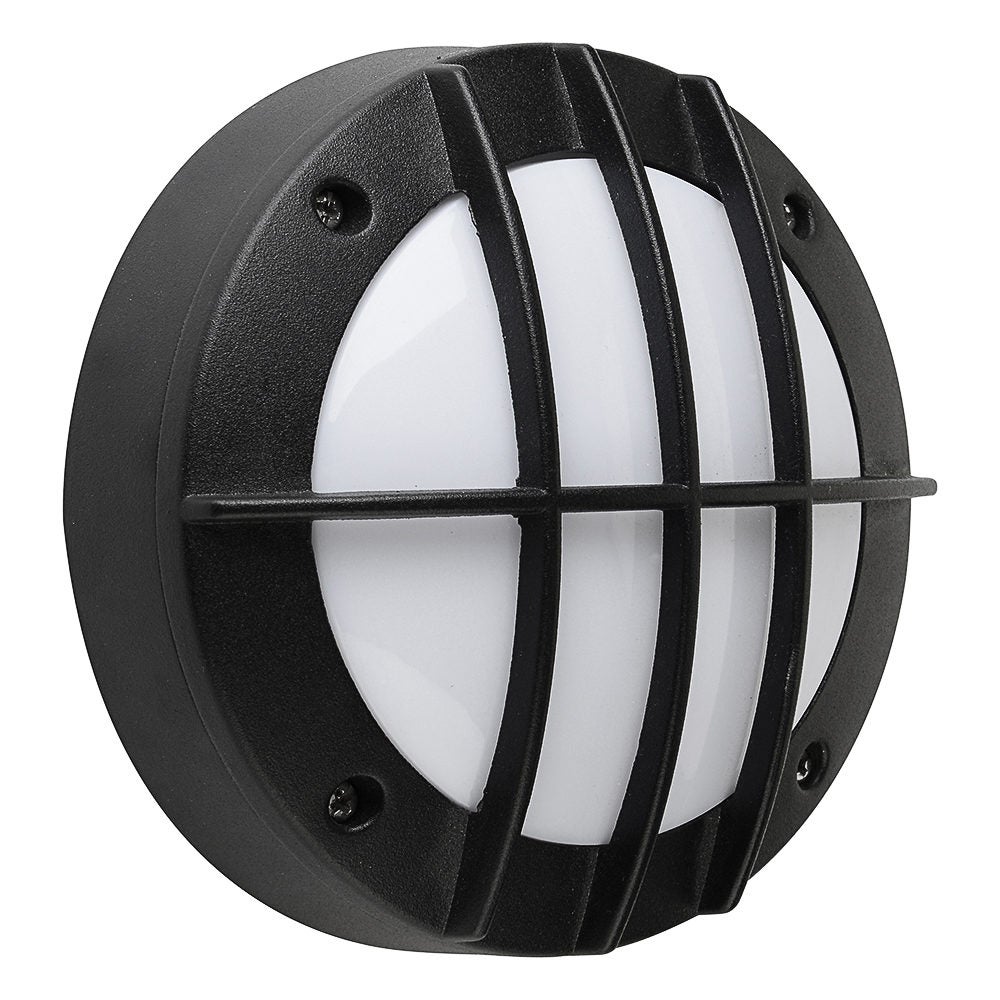 Porthole redondo negro con 6w led (ec. 48w) ip54 4000k protección de rejilla diam. 145 mm