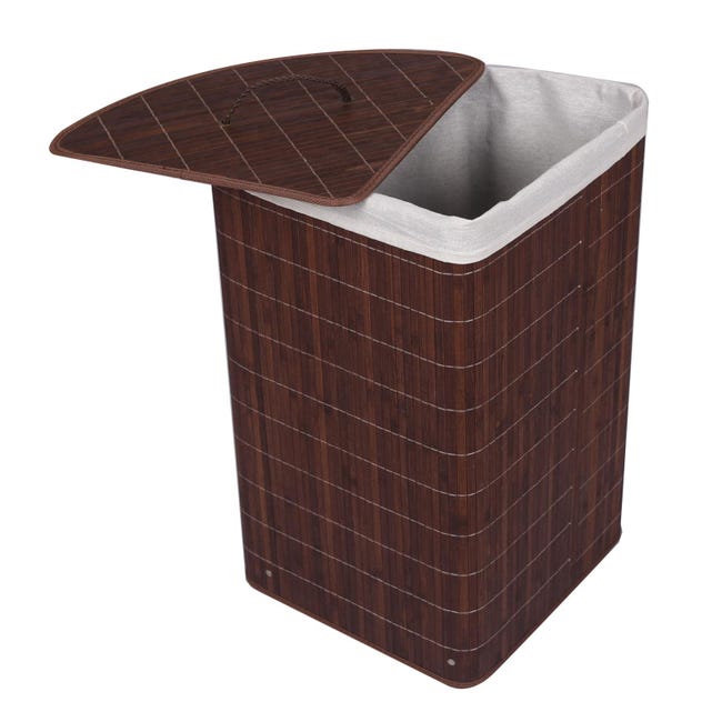 CESTO SACCO PORTABIANCHERIA BAGNO CON MANICI IN TESSUTO ROMBI 10523 - Foto 4