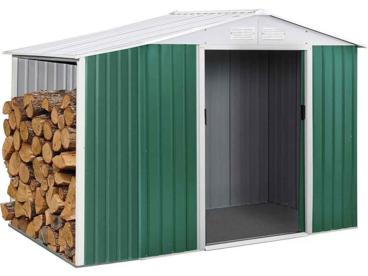 Abri de jardin métal "Rosas" 2,71 m² avec abri bûche | Leroy Merlin