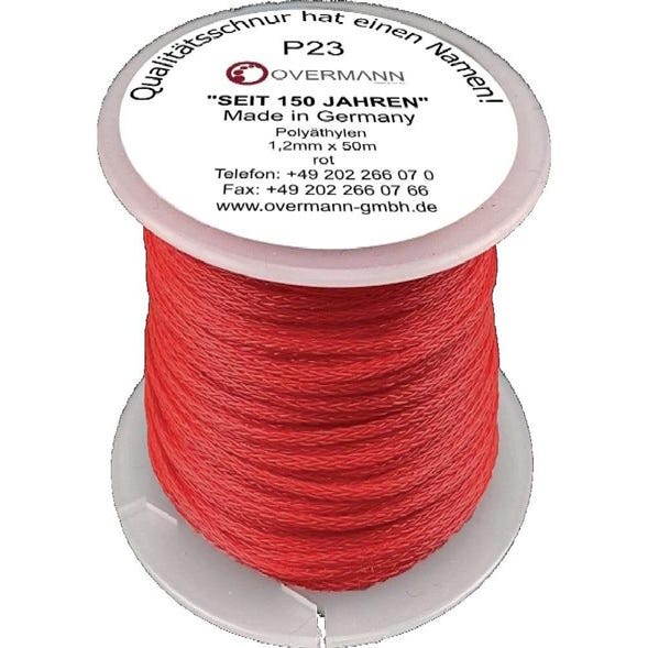 Cordeau de maçon, polyéthylène, Couleur : rouge, Long. 50 m, Résistance  mécanique env. 15,0 kg, Ø : 1,0 mm