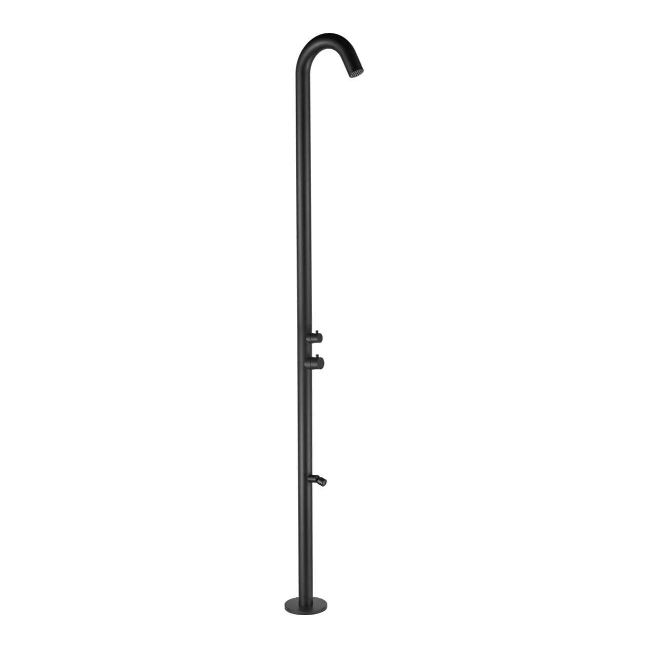 Sined Quartu Ducha Exterior De Acero Inoxidable 316L Con Lavapies H 2289 Cm Negro Satinado