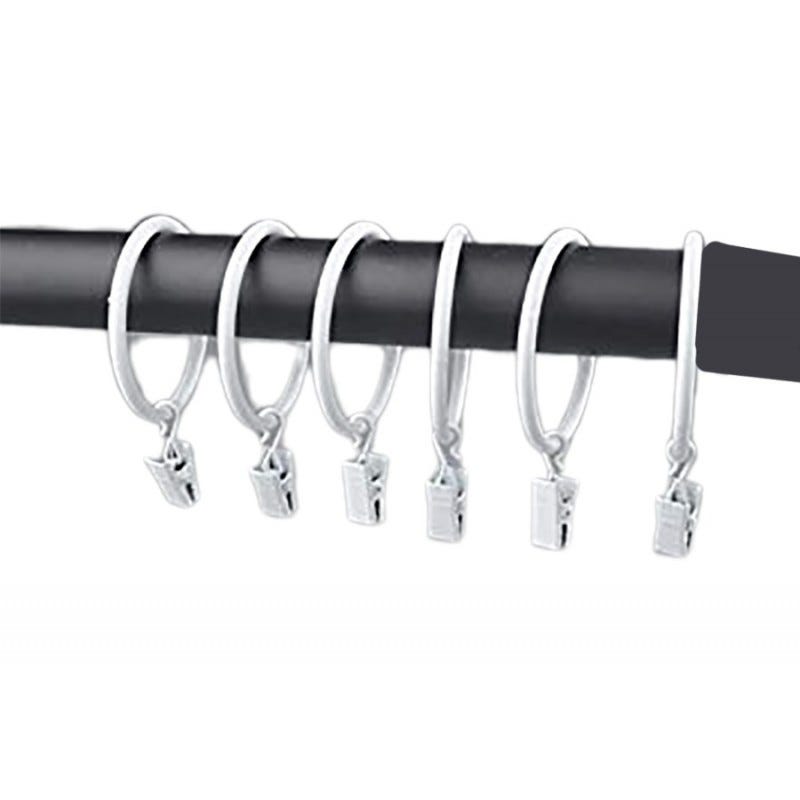 Leroy Merlin 10 Anneaux + Pinces Pour Cable Métal à Rideaux - Diam 34mm -  Noir - Prix pas cher