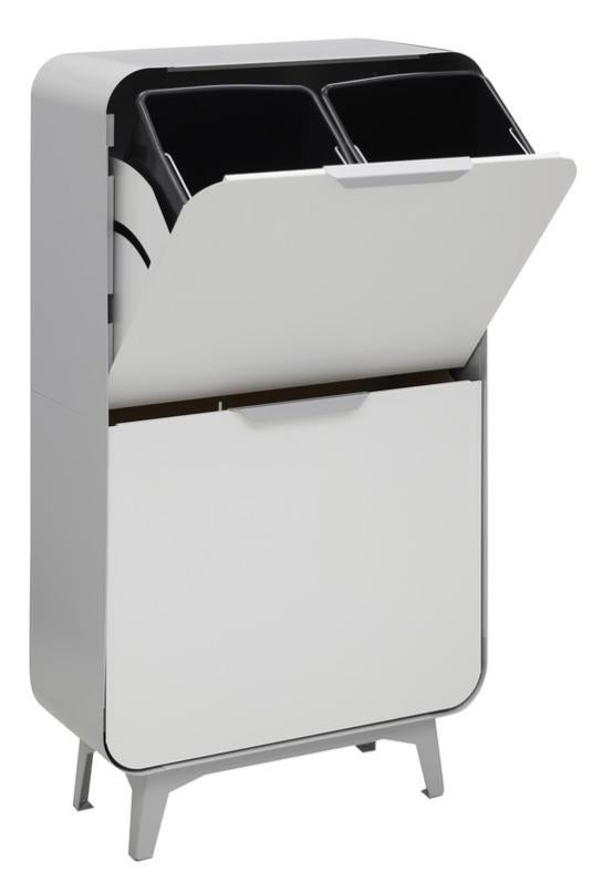 ARREGUI Top CR321-B Pattumiera Per Raccolta Differenziata Con Ripiano Superiore Multiuso 3 Secchi Mobile D Acciaio 3 X 17l 51l Bianco 89498333